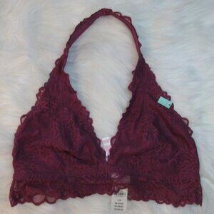 PINK Burgundy Lace Halter Bralette